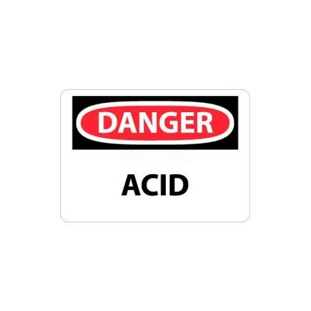 National Marker Co NMC OSHA Sign, Danger Acid, 10in X 14in, White/Red/Black D5RB
